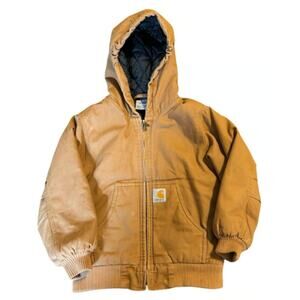 Carhartt Youth Boys Hooded Quilt Lined Canvas Active Jacket- Size XS